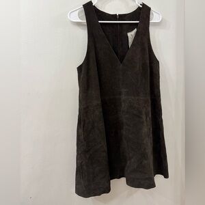 Vintage Free People Dark Brown Mini Dress - size small - 100% cow suede